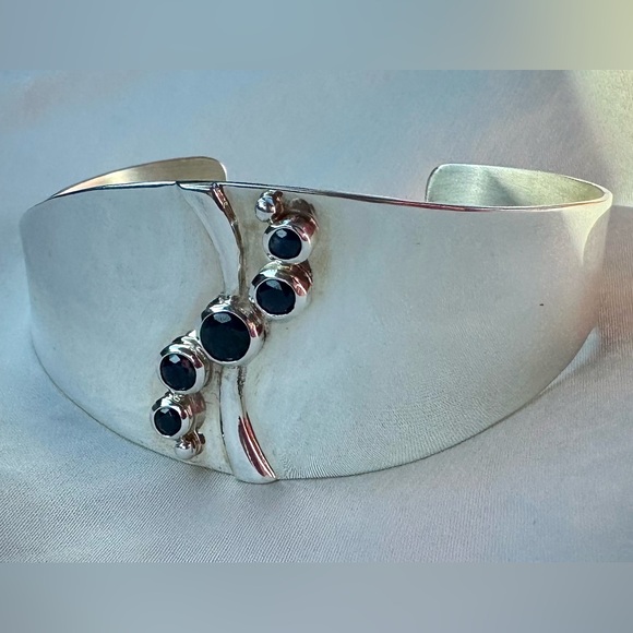 Jay King Jewelry - Jay King Sterling Silver Wide Cuff Bracelet Black Onyx Modern Statement